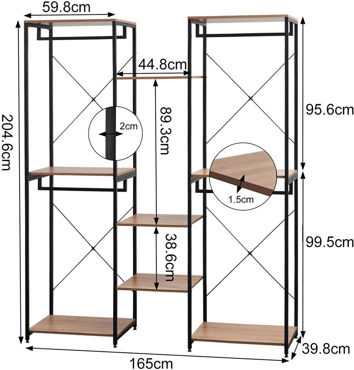 Kleiderständer 2+3+2 Ablagen Mit Schuhregal Aus Holz 4 Kleiderständer 2+3+2 Ablagen Mit Schuhregal Aus Holz – Bild 4