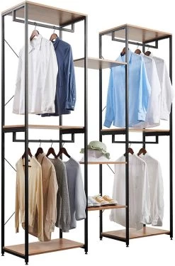 Kleiderständer 2+3+2 Ablagen Mit Schuhregal Aus Holz 13 Kleiderständer 2+3+2 Ablagen Mit Schuhregal Aus Holz -Möbel Store Kleiderstaender 2 3 2 Ablagen mit Schuhregal aus Spanplatte und Stahlrohr SR0128hei hell eiche Schwarz6 1280x1280