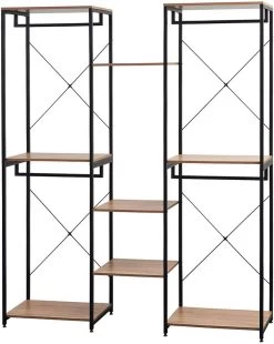 Kleiderständer 2+3+2 Ablagen Mit Schuhregal Aus Holz 15 Kleiderständer 2+3+2 Ablagen Mit Schuhregal Aus Holz -Möbel Store Kleiderstaender 2 3 2 Ablagen mit Schuhregal aus Spanplatte und Stahlrohr SR0128hei hell eiche Schwarz7 1280x1280