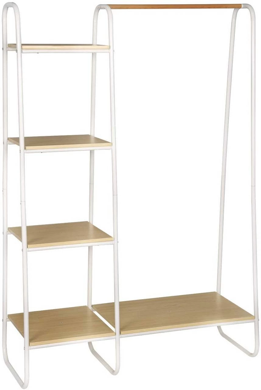 Kleiderständer Mit Regal Aus Metall & Holz 102x40X150cm 5 Kleiderständer Mit Regal Aus Metall & Holz 102x40X150cm – Bild 5