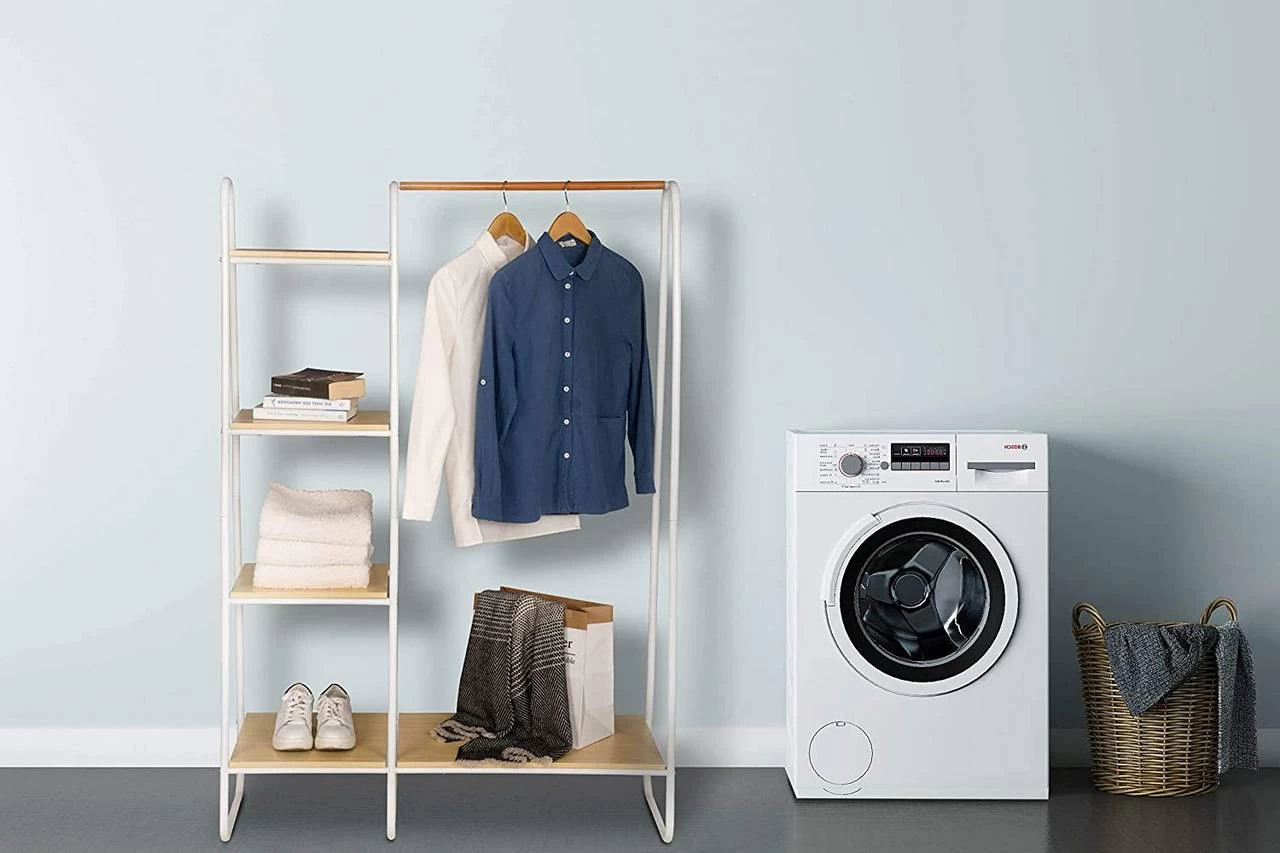 Kleiderständer Mit Regal Aus Metall & Holz 102x40X150cm 4 Kleiderständer Mit Regal Aus Metall & Holz 102x40X150cm – Bild 4