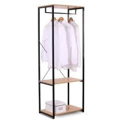 Kleiderständer Mit Schuhregal Aus Metall Und Holz