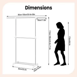 WOLTU Kleiderständer Auf Rollen, Höhenverstellbar, Kleiderstange, Aus Metall, Silber Weiß -Möbel Store Kleiderstaender auf Rollen hoehenverstellbar Kleiderstange aus Metall W0ITT2068 Silber Weiss3 1280x1280