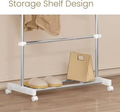 WOLTU Kleiderständer Auf Rollen, Höhenverstellbar, Kleiderstange, Aus Metall, Silber Weiß -Möbel Store Kleiderstaender auf Rollen hoehenverstellbar Kleiderstange aus Metall W0ITT2068 Silber Weiss5 1280x1280