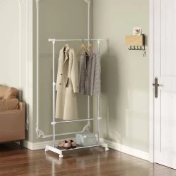 WOLTU Kleiderständer Auf Rollen, Höhenverstellbar, Kleiderstange, Aus Metall, Silber Weiß -Möbel Store Kleiderstaender auf Rollen hoehenverstellbar Kleiderstange aus Metall W0ITT2068 Silber Weiss7 1280x1280