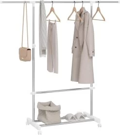 WOLTU Kleiderständer Auf Rollen, Höhenverstellbar, Kleiderstange, Aus Metall, Silber Weiß -Möbel Store Kleiderstaender auf Rollen hoehenverstellbar Kleiderstange aus Metall W0ITT2068 Silber Weiss8 1280x1280