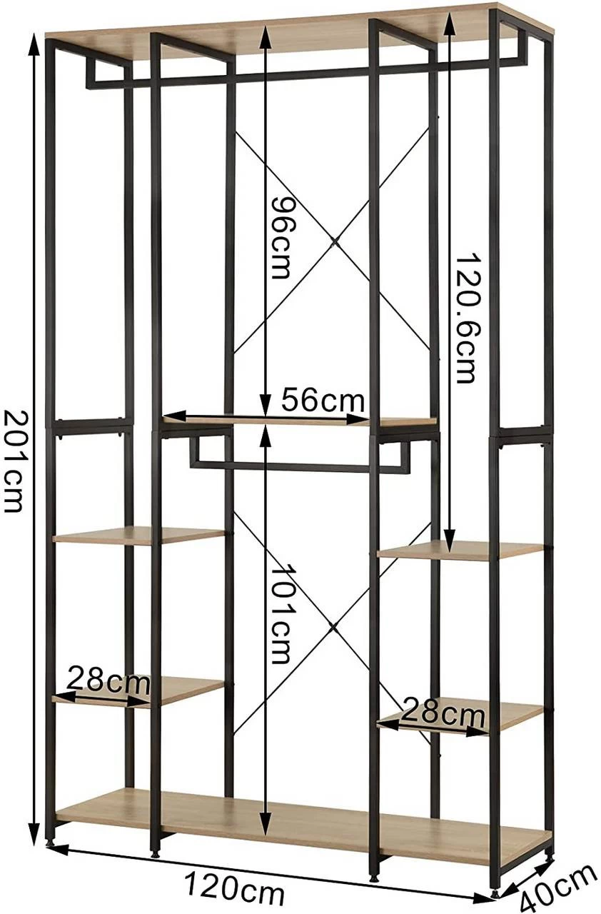 Kleiderständer Aus Spanplatte Stahlrohr Hell Eiche Schwarz 3 Kleiderständer Aus Spanplatte Stahlrohr Hell Eiche Schwarz – Bild 3
