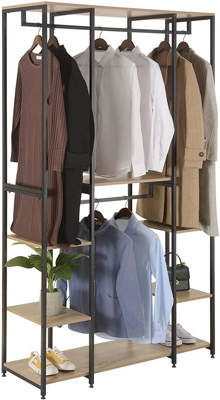 Kleiderständer Aus Spanplatte Stahlrohr Hell Eiche Schwarz 4 Kleiderständer Aus Spanplatte Stahlrohr Hell Eiche Schwarz – Bild 4