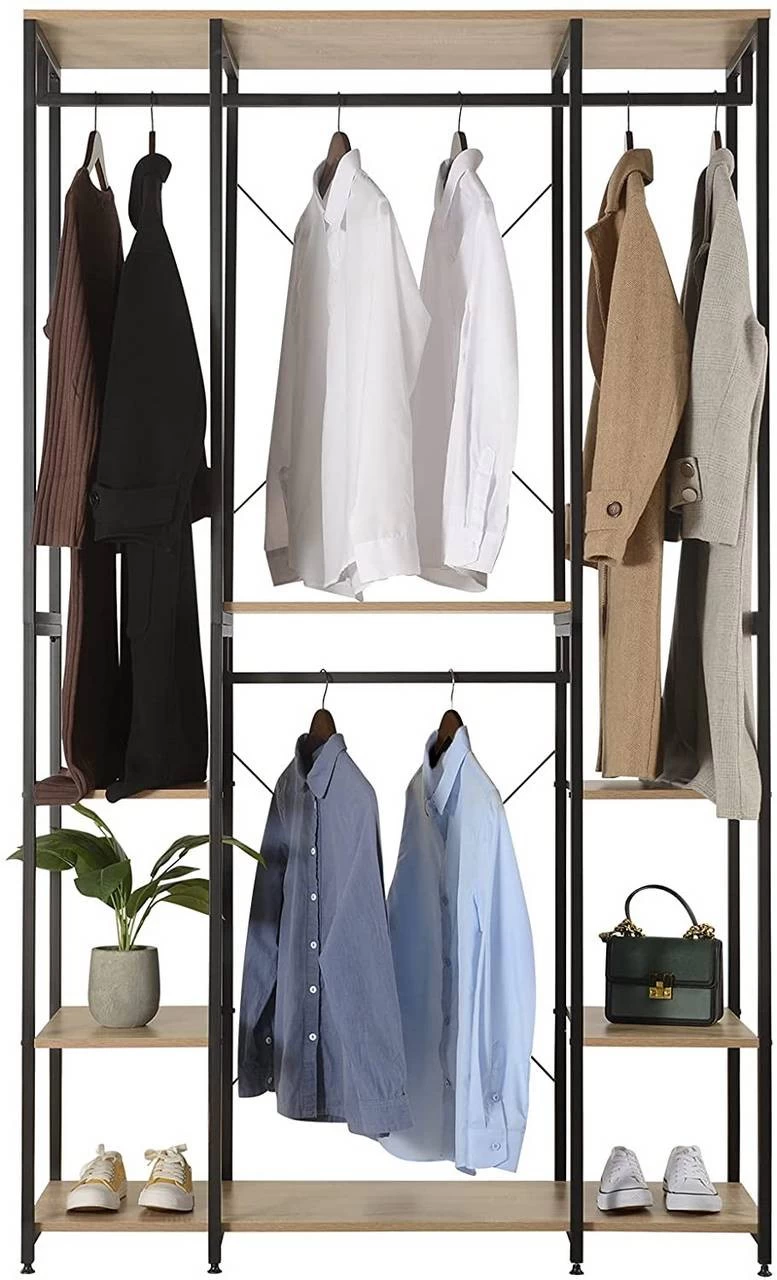 Kleiderständer Aus Spanplatte Stahlrohr Hell Eiche Schwarz 5 Kleiderständer Aus Spanplatte Stahlrohr Hell Eiche Schwarz – Bild 5