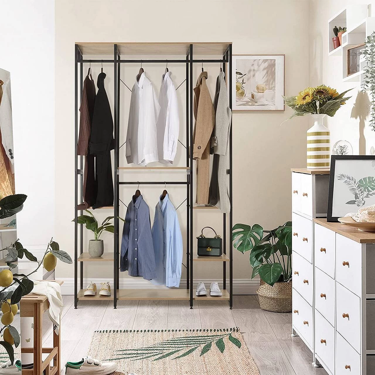 Kleiderständer Aus Spanplatte Stahlrohr Hell Eiche Schwarz 8 Kleiderständer Aus Spanplatte Stahlrohr Hell Eiche Schwarz – Bild 8