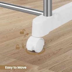 WOLTU Kleiderständer Mit 2 Kleiderstangen Rollen, Höhenverstellbar, Metall, Silber Weiß -Möbel Store Kleiderstaender mit 2 Kleiderstangen Rollen hoehenverstellbar Metall W0ITT2067 Silber Weiss6 1280x1280