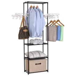 Kleiderständer Mit Ablage Haken Kleiderstange Garderobenständer, Schwarz