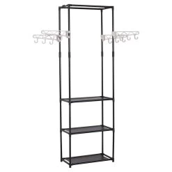 Kleiderständer Mit Ablage Haken Kleiderstange Garderobenständer, Schwarz 9 Kleiderständer Mit Ablage Haken Kleiderstange Garderobenständer, Schwarz -Möbel Store Kleiderstaender mit Haken SR0027 2 1280x1280