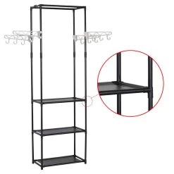 Kleiderständer Mit Ablage Haken Kleiderstange Garderobenständer, Schwarz 12 Kleiderständer Mit Ablage Haken Kleiderstange Garderobenständer, Schwarz -Möbel Store Kleiderstaender mit Haken SR0027 5 1280x1280
