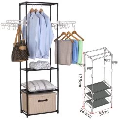 Kleiderständer Mit Ablage Haken Kleiderstange Garderobenständer, Schwarz 13 Kleiderständer Mit Ablage Haken Kleiderstange Garderobenständer, Schwarz -Möbel Store Kleiderstaender mit Haken SR0027 6 1280x1280