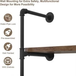 Kleiderstange Im Industriellen Stil, Offener Kleiderschrank Aus Rohren, Wandmontage 13 Kleiderstange Im Industriellen Stil, Offener Kleiderschrank Aus Rohren, Wandmontage -Möbel Store Kleiderstange im industriellen Stil offener Kleiderschrank aus Rohren Wandmontage SRY44shei schwarz5 1280x1280