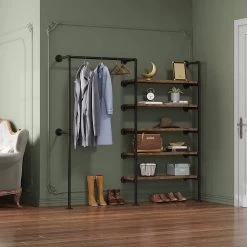 Kleiderstange Im Industriellen Stil, Offener Kleiderschrank Aus Rohren, Wandmontage 10 Kleiderstange Im Industriellen Stil, Offener Kleiderschrank Aus Rohren, Wandmontage -Möbel Store Kleiderstange im industriellen Stil offener Kleiderschrank aus Rohren Wandmontage SRY44shei schwarz6 1280x1280