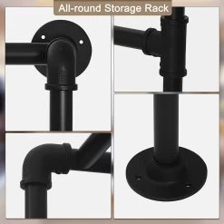 Kleiderstange Industrial Schwarz, Garderobenständer Für Wandmontage, Aus Metallrohren MDF -Möbel Store Kleiderstange industrial schwarz Garderobenst nder f r Wandmontage aus Metallrohren MDF SRY42shei schwarz6 1280x1280