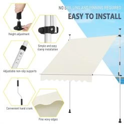 Klemmmarkise, Höhenverstellbar, UV-beständig Wasserdicht, Ohne Bohren -Möbel Store Klemmmarkise h henverstellbar UV best ndig wasserdicht ohne Bohren 200 cm breite MKS0001cm01 Beige5 1280x1280