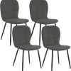 Klihome Esszimmerstühle 4 Set, Küchenstühle Ergonomisch, Samt Metallbeinen