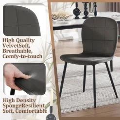 Klihome Esszimmerstühle 4 Set, Küchenstühle Ergonomisch, Samt Metallbeinen -Möbel Store Klihome Esszimmerstuehle 4 Set Kuechenstuehle ergonomisch Samt Metallbeinen W0ATT0525 4 Dunkelgrau6 1280x1280