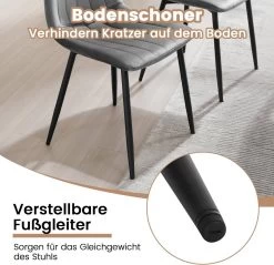 Klihome Esszimmerstühle 4er Set, Design Stuhl, Metallbeinen, Sitzfläche Aus Samt -Möbel Store Klihome Esszimmerstuehle 4er Set Design Stuhl Metallbeinen aus Samt W0ATT0355 4 Dunkelgrau8 1280x1280