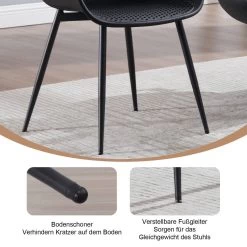 Klihome Esszimmerstühle, Mit Hohler Rückenlehne, Küchenstuhl, Metallbeinen, Aus PP -Möbel Store Klihome Esszimmerstuehle mit hohler Rueckenlehne Kuechenstuhl Metallbeinen PP W0ATT0517 Schwarz10 1280x1280