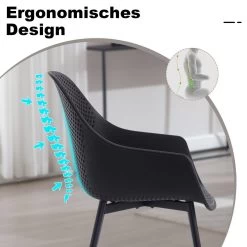 Klihome Esszimmerstühle, Mit Hohler Rückenlehne, Küchenstuhl, Metallbeinen, Aus PP -Möbel Store Klihome Esszimmerstuehle mit hohler Rueckenlehne Kuechenstuhl Metallbeinen PP W0ATT0517 Schwarz11 1280x1280