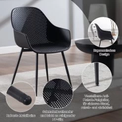 Klihome Esszimmerstühle, Mit Hohler Rückenlehne, Küchenstuhl, Metallbeinen, Aus PP -Möbel Store Klihome Esszimmerstuehle mit hohler Rueckenlehne Kuechenstuhl Metallbeinen PP W0ATT0517 Schwarz7 1280x1280