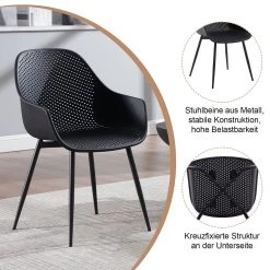 Klihome Esszimmerstühle, Mit Hohler Rückenlehne, Küchenstuhl, Metallbeinen, Aus PP -Möbel Store Klihome Esszimmerstuehle mit hohler Rueckenlehne Kuechenstuhl Metallbeinen PP W0ATT0517 Schwarz8 1280x1280