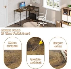 Klihome Schreibtisch L Form, Computertisch Mit Regal, Stauraum, Holzwerkstoff Metall -Möbel Store Klihome Schreibtisch L Form Computertisch mit Regal Stauraum Holzwerkstoff Metall W0ETT0182 Vintage Braun7 1280x1280