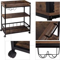 Küchenwagen Aus Metall Mit Weinregal 69,5x39,5x85cm -Möbel Store Kuchenwagen aus Metall mit Weinregal 69 5 39 5 85cm RW035dc1 1280x1280