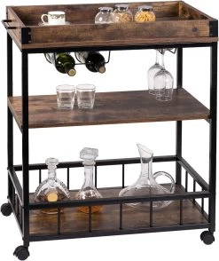 Küchenwagen Aus Metall Mit Weinregal 69,5x39,5x85cm -Möbel Store Kuchenwagen aus Metall mit Weinregal 69 5 39 5 85cm RW035dc2 1280x1280