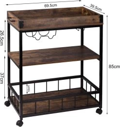 Küchenwagen Aus Metall Mit Weinregal 69,5x39,5x85cm -Möbel Store Kuchenwagen aus Metall mit Weinregal 69 5 39 5 85cm RW035dc3 1280x1280