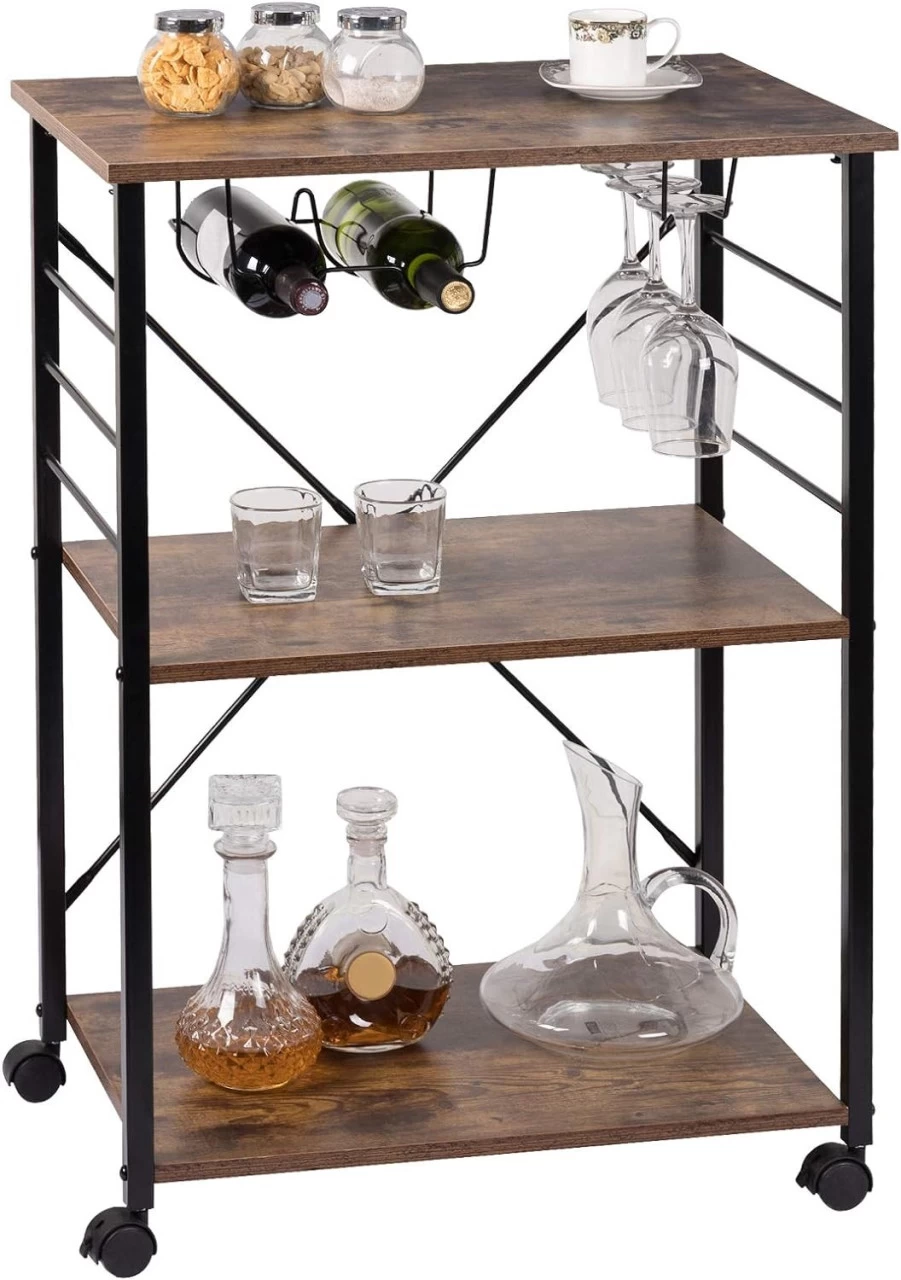 Küchenwagen Aus Metall Mit Weinregal Retro, 60x40x86cm 4 Küchenwagen Aus Metall Mit Weinregal Retro, 60x40x86cm – Bild 4