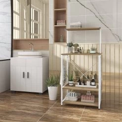 Küchenregal Standregal Mikrowellenhalter Bäcker Regal Haushaltsregal -Möbel Store Kuechenregal Standregal Mikrowellenhalter Baecker Regal Haushaltsregal RGB9285whe helle eiche weiss7 1280x1280