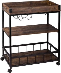 Küchenwagen Aus Metall Mit Weinregal 69,5x39,5x85cm