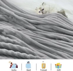Kuscheldecke Flanell Flauschig, Sofadecke Mit Streifenmuster Für Bett Couch -Möbel Store Kuscheldecke Flanell 150x200 Flauschig Sofadecke mit Streifenmuster fur Bett Couch W0UTT0228 grau6 1280x1280