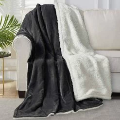 Kuscheldecke Flauschige Sherpa Wolldecke, Super Dicke Warme Fleecedecke Als Sofadecke Bettdecke