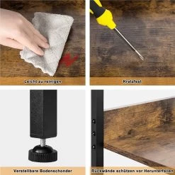 Lagerregal Mit 5 Ebenen, Standregal Mit 4 Haken Im Wohnzimmer Küche, Aus MDF -Möbel Store Lagerregal mit 5 Ebenen Standregal mit 4 Haken im Wohnzimmer K che aus MDF Metall RGB9289hov Schwarz5 1280x1280