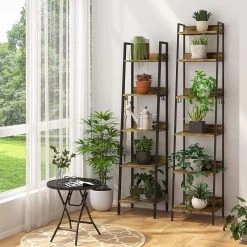 Lagerregal Mit 5 Ebenen, Standregal Mit 4 Haken Im Wohnzimmer Küche, Aus MDF -Möbel Store Lagerregal mit 5 Ebenen Standregal mit 4 Haken im Wohnzimmer K che aus MDF RGB9289hov schwarz1 1280x1280