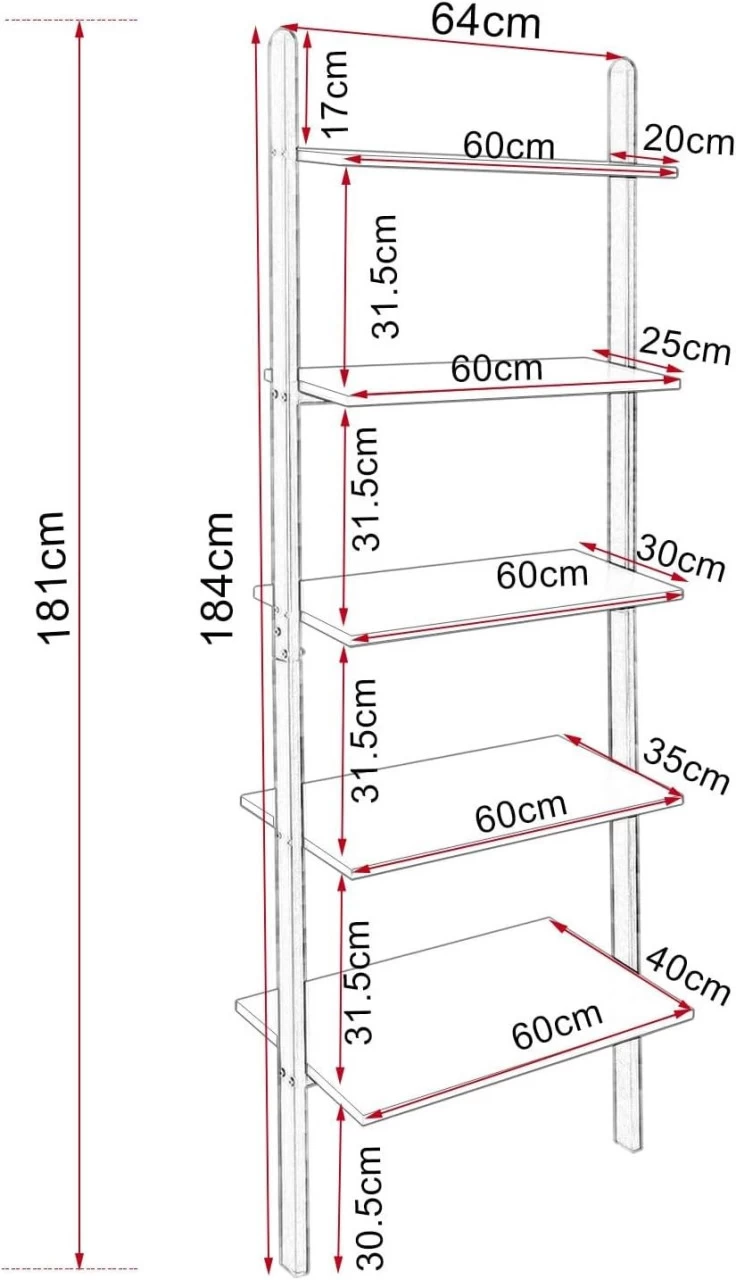 Leiterregal Standregal Metallregal Blumentreppe Bücherregal Mit 5 Ablage 3 Leiterregal Standregal Metallregal Blumentreppe Bücherregal Mit 5 Ablage – Bild 3