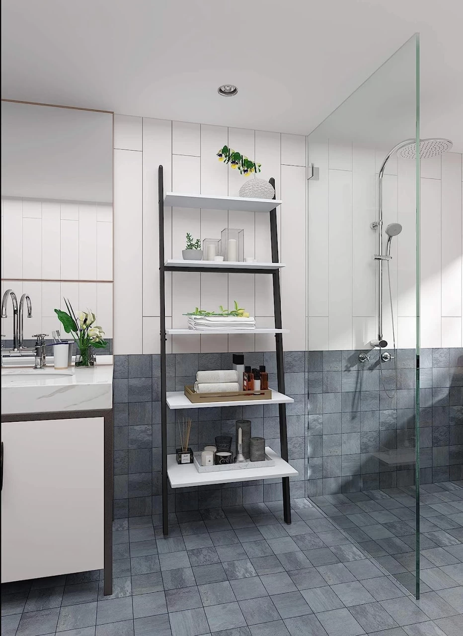 Leiterregal Standregal Metallregal Blumentreppe Bücherregal Mit 5 Ablage 2 Leiterregal Standregal Metallregal Blumentreppe Bücherregal Mit 5 Ablage – Bild 2