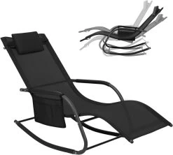 WOLTU Liegestuhl Sonnenliege Wetterfest, Gartenliege Bis 150 Kg, Mit Kopfstütze