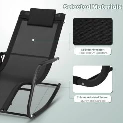 WOLTU Liegestuhl Sonnenliege Wetterfest, Gartenliege Bis 150 Kg, Mit Kopfstütze -Möbel Store Liegestuhl Sonnenliege wetterfest Gartenliege bis 150 kg Kopfstuetze W0ETT0157 Schwarz6 1280x1280