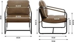 WOLTU Loungesessel, Mittelalter Vintage Stil, Mit Metallrahmen Kunstleder-Bezug -Möbel Store Loungesessel Mittelalter Vintage Stil mit Metallrahmen Kunstleder Bezug W0ATT0340 Braun3 1280x1280