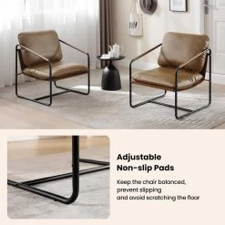 WOLTU Loungesessel, Mittelalter Vintage Stil, Mit Metallrahmen Kunstleder-Bezug -Möbel Store Loungesessel Mittelalter Vintage Stil mit Metallrahmen Kunstleder Bezug W0ATT0340 Braun6 1280x1280