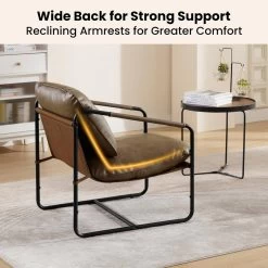 WOLTU Loungesessel, Mittelalter Vintage Stil, Mit Metallrahmen Kunstleder-Bezug -Möbel Store Loungesessel Mittelalter Vintage Stil mit Metallrahmen Kunstleder Bezug W0ATT0340 Braun7 1280x1280