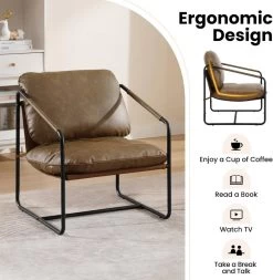 WOLTU Loungesessel, Mittelalter Vintage Stil, Mit Metallrahmen Kunstleder-Bezug -Möbel Store Loungesessel Mittelalter Vintage Stil mit Metallrahmen Kunstleder Bezug W0ATT0340 Braun9 1280x1280