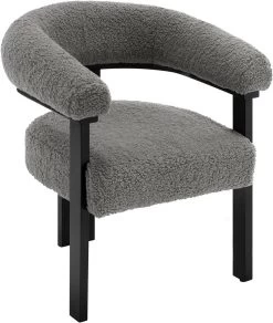 WOLTU Loungesessel Relaxsessel Lehnstuhl, Mit Fleece-Sitzfläche Massivholzbeinen, Dunkelgrau